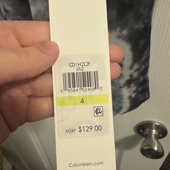 NWT High Neck Long Sleeve Midi Tie Dye Grey and Blue Dress Size 4 - Picture 8 of 8